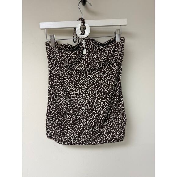 Speechless Brown White Polka Dot Tube Type Neck Tie Top Size Medium - Picture 1 of 3